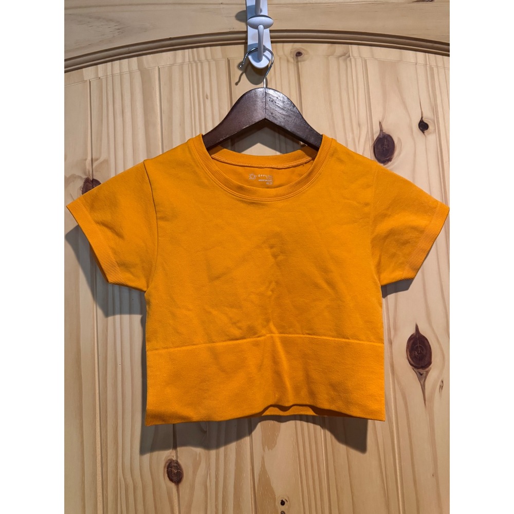 OFFLINE by Aerie Womens Seamless Crop Top Orange Short Sleeve Workout XS TP